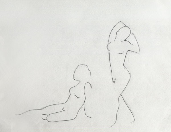 Sketch of figure outlines.