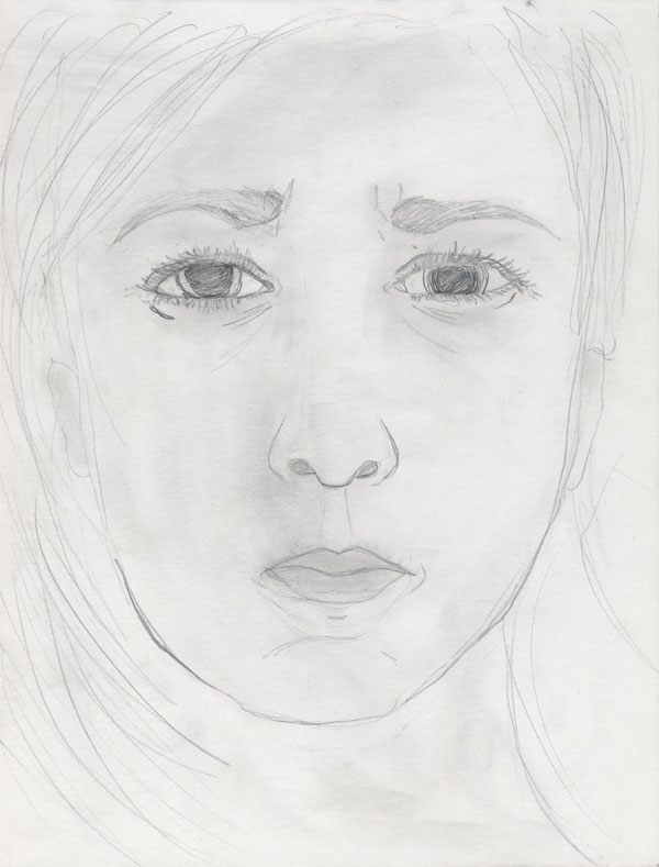 Georgia's drawing of girl in distress.