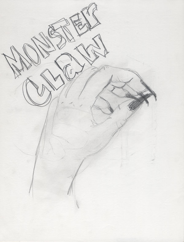 Drawing of monster claw.
